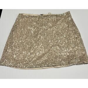 C&V Chelsea & Violet Gold Sequin Mini Skirt Lined Party Cocktail Zip Back NWT